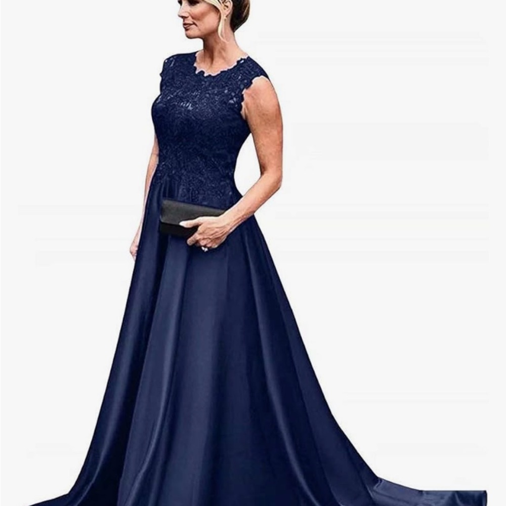 Mother of The Bride Dress Plus Size for Women Satin Lace Bodice Evening Formal